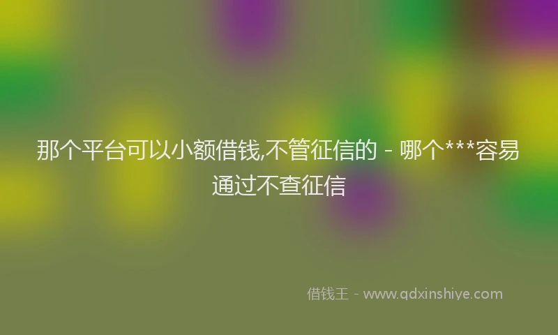 那个平台可以小额借钱,不管征信的 - 哪个***容易通过不查征信