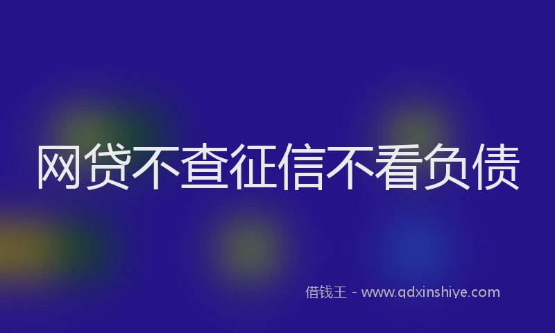 网贷不查征信不看负债