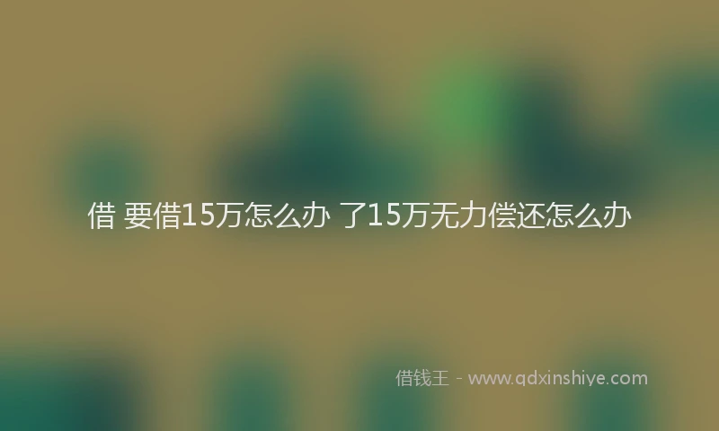 借 要借15万怎么办 了15万无力偿还怎么办