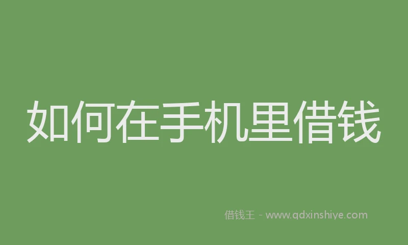如何在手机里借钱