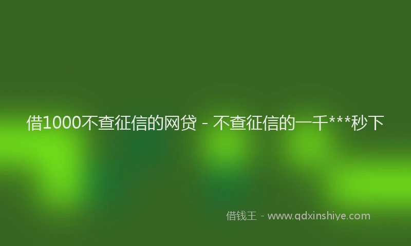 借1000不查征信的网贷 - 不查征信的一千***秒下