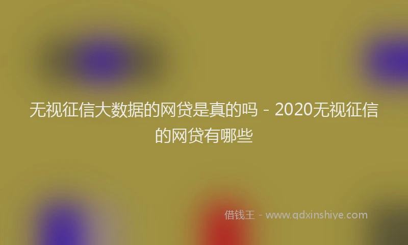 无视征信大数据的网贷是真的吗 - 2020无视征信的网贷有哪些