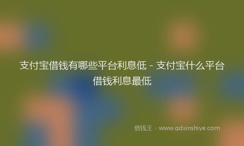 支付宝借钱有哪些平台利息低 - 支付宝什么平台借钱利息最低