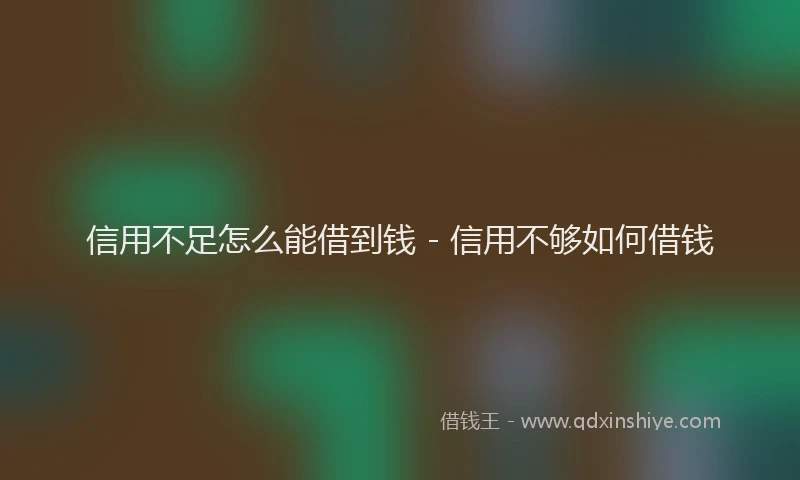 信用不足怎么能借到钱 - 信用不够如何借钱