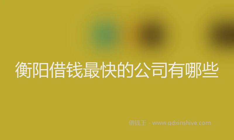衡阳借钱最快的公司有哪些