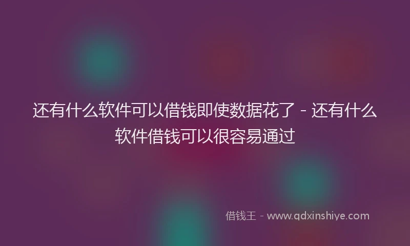 还有什么软件可以借钱即使数据花了 - 还有什么软件借钱可以很容易通过