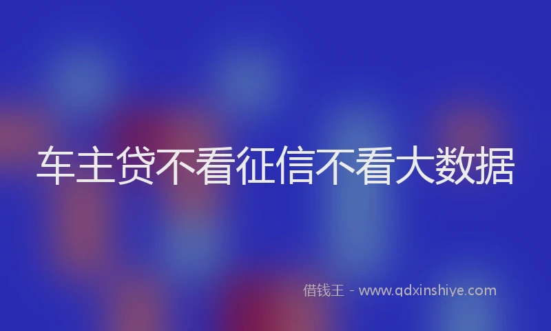 车主贷不看征信不看大数据