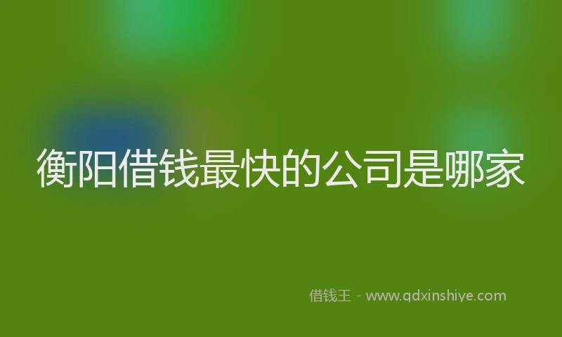 衡阳借钱最快的公司是哪家
