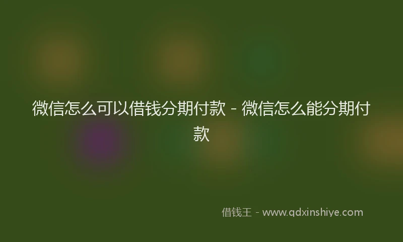 微信怎么可以借钱分期付款 - 微信怎么能分期付款