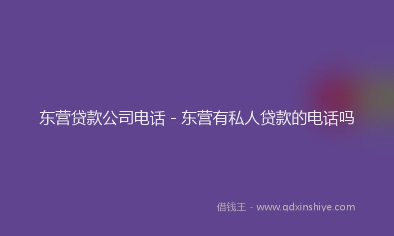 东营贷款公司电话 - 东营有私人贷款的电话吗