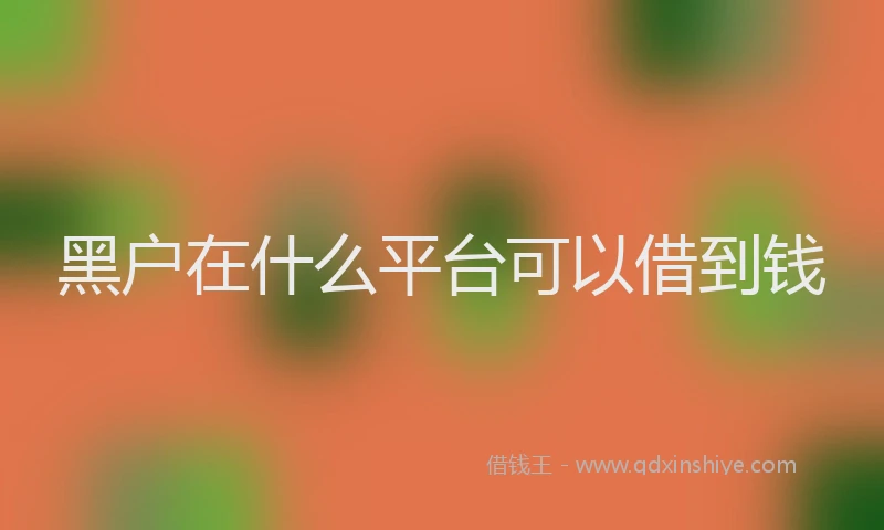 黑户在什么平台可以借到钱