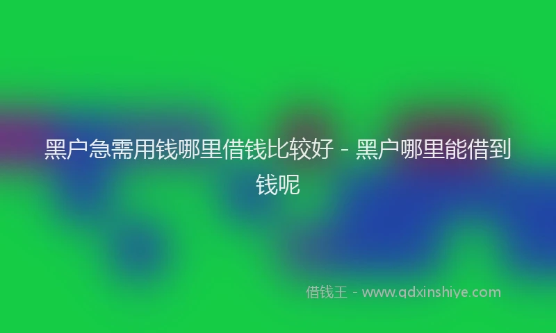 黑户急需用钱哪里借钱比较好 - 黑户哪里能借到钱呢