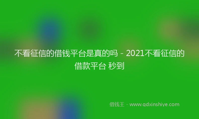 不看征信的借钱平台是真的吗 - 2021不看征信的借款平台 秒到