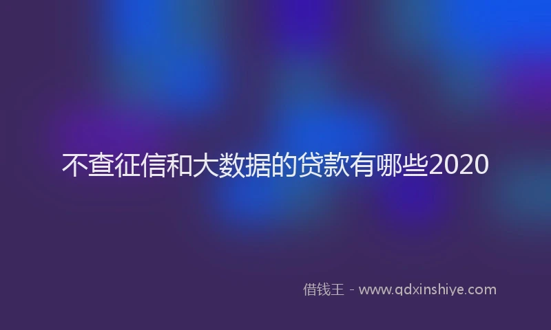 不查征信和大数据的贷款有哪些2020