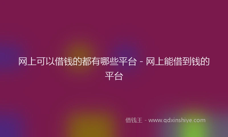 网上可以借钱的都有哪些平台 - 网上能借到钱的平台