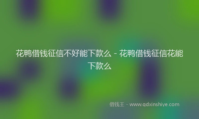 花鸭借钱征信不好能下款么 - 花鸭借钱征信花能下款么