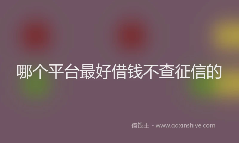 哪个平台最好借钱不查征信的