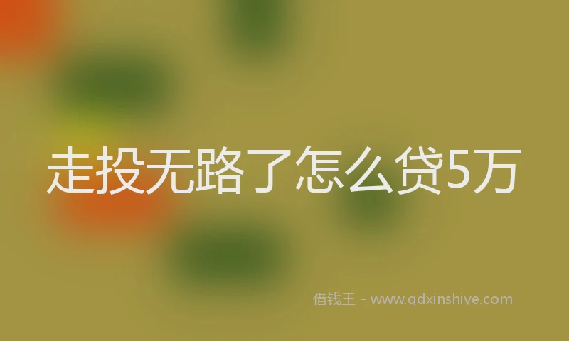 走投无路了怎么贷5万