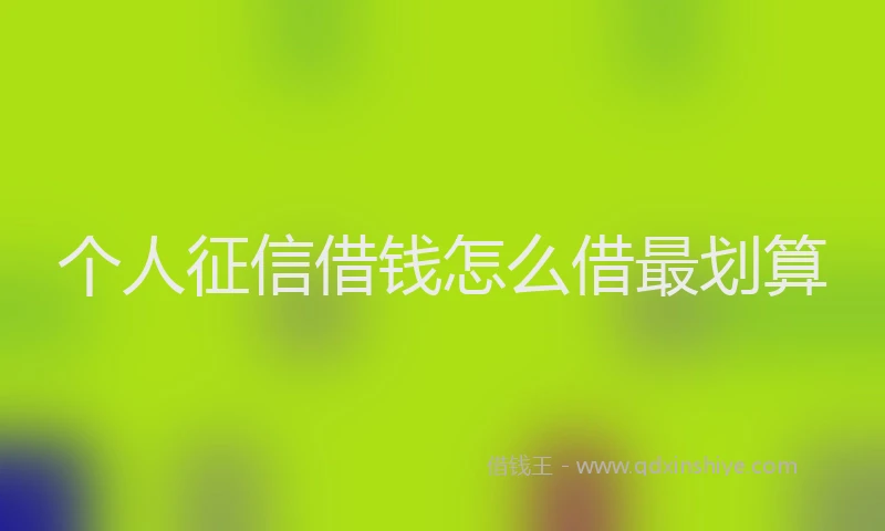 个人征信借钱怎么借最划算