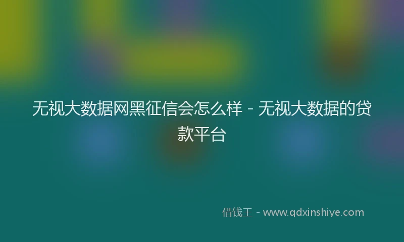 无视大数据网黑征信会怎么样 - 无视大数据的贷款平台