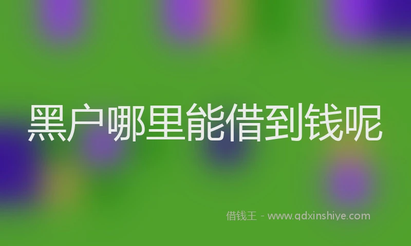黑户哪里能借到钱呢