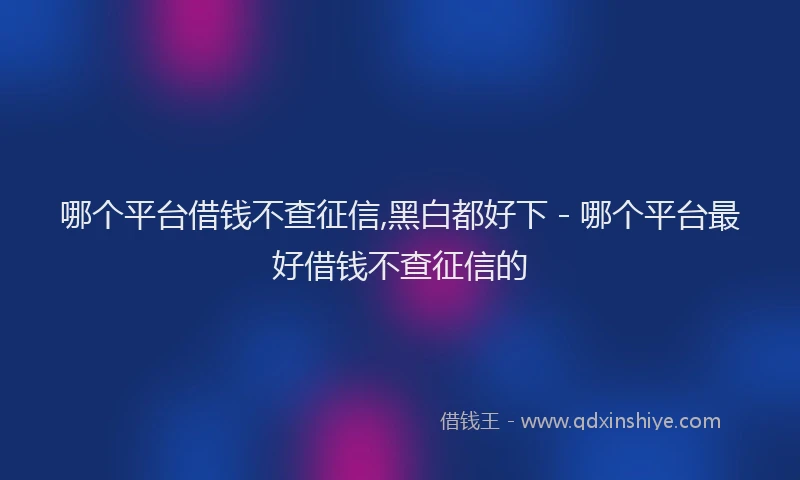 哪个平台借钱不查征信,黑白都好下 - 哪个平台最好借钱不查征信的