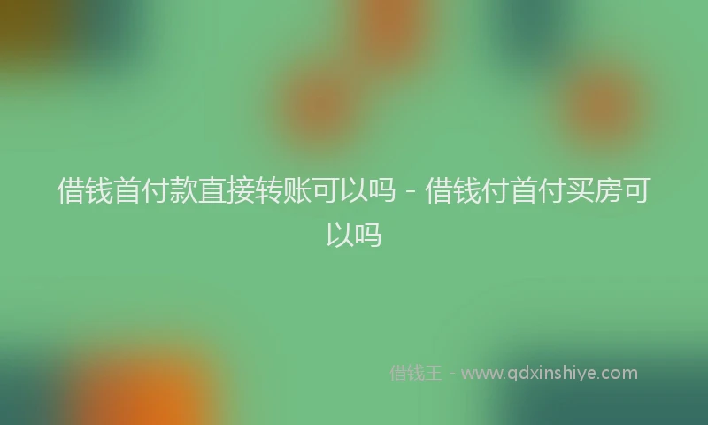 借钱首付款直接转账可以吗 - 借钱付首付买房可以吗