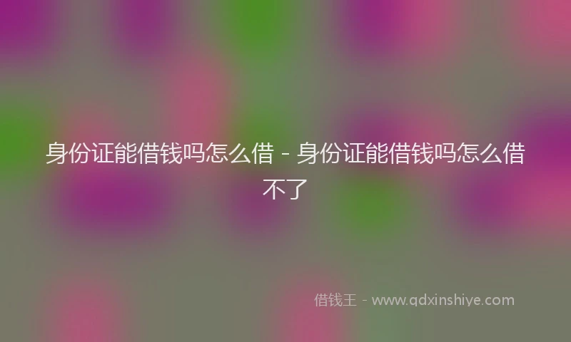 身份证能借钱吗怎么借 - 身份证能借钱吗怎么借不了