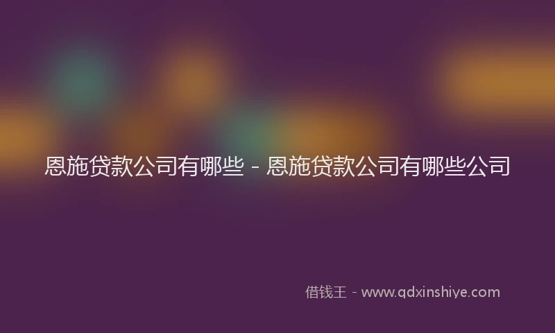 恩施贷款公司有哪些 - 恩施贷款公司有哪些公司
