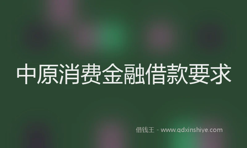 中原消费金融借款要求