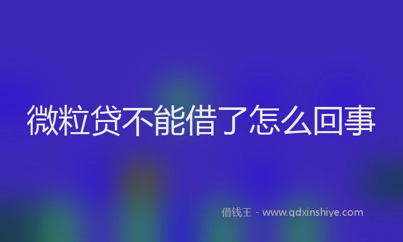 微粒贷不能借了怎么回事