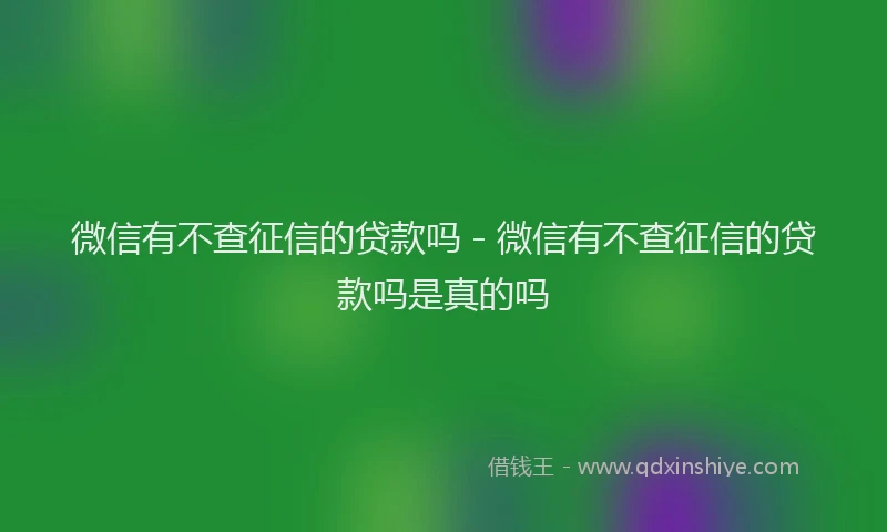 微信有不查征信的贷款吗 - 微信有不查征信的贷款吗是真的吗