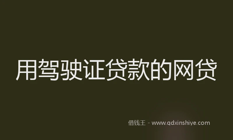 用驾驶证贷款的网贷