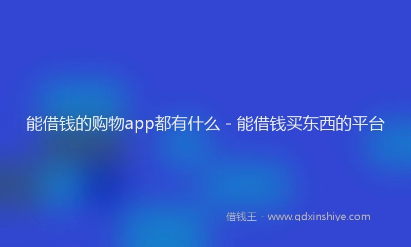 能借钱的购物app都有什么 - 能借钱买东西的平台