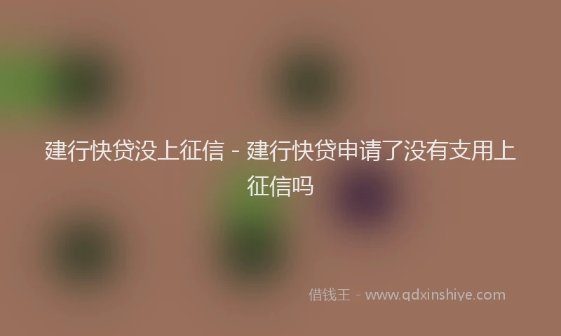 建行快贷没上征信 - 建行快贷申请了没有支用上征信吗