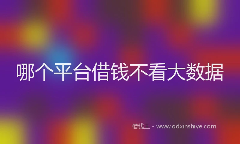 哪个平台借钱不看大数据