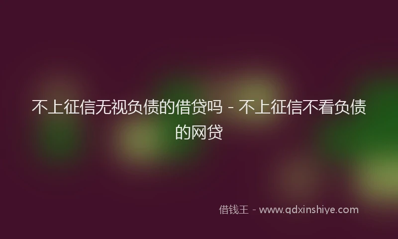 不上征信无视负债的借贷吗 - 不上征信不看负债的网贷