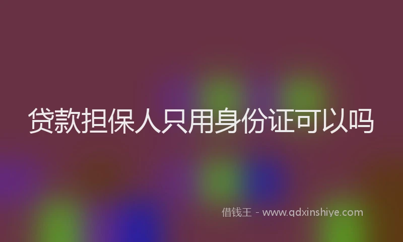 贷款担保人只用身份证可以吗