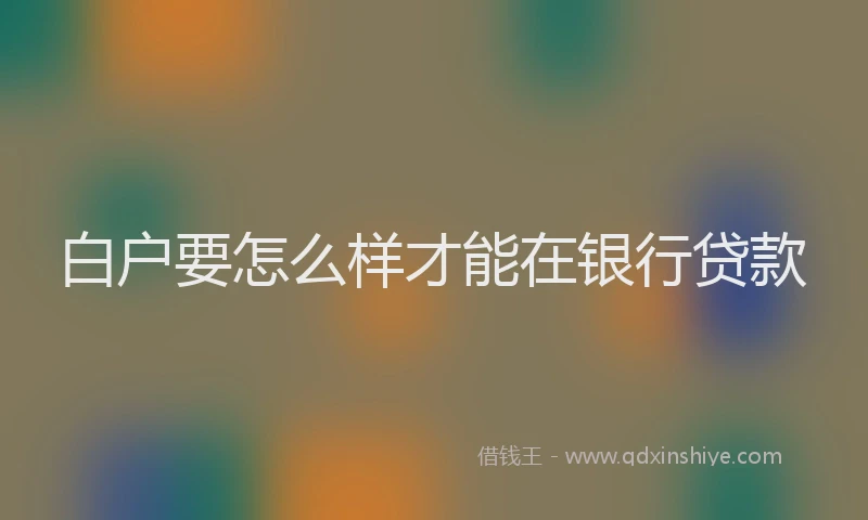 白户要怎么样才能在银行贷款