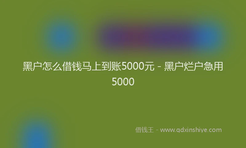 黑户怎么借钱马上到账5000元 - 黑户烂户急用5000