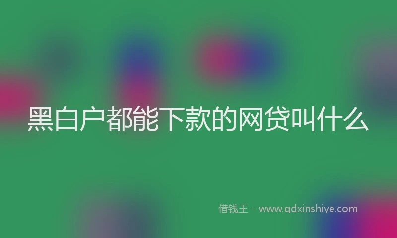 黑白户都能下款的网贷叫什么