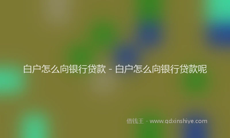 白户怎么向银行贷款 - 白户怎么向银行贷款呢