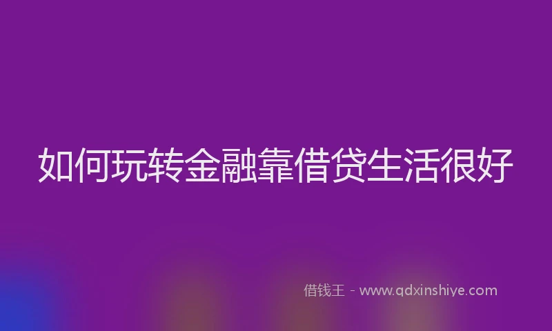 如何玩转金融靠借贷生活很好