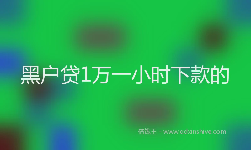 黑户贷1万一小时下款的