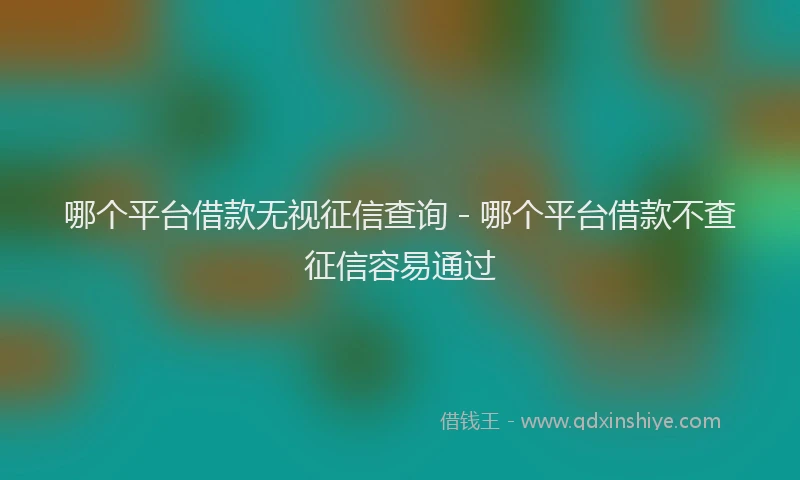 哪个平台借款无视征信查询 - 哪个平台借款不查征信容易通过
