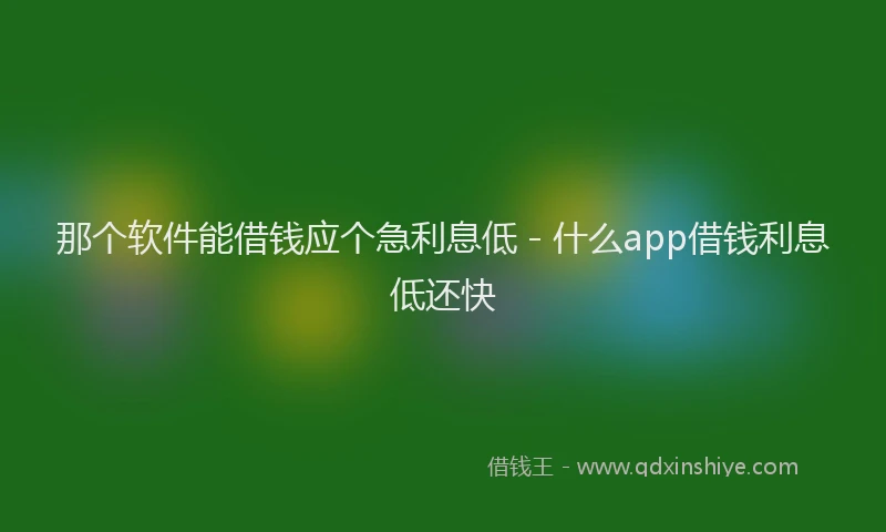 那个软件能借钱应个急利息低 - 什么app借钱利息低还快