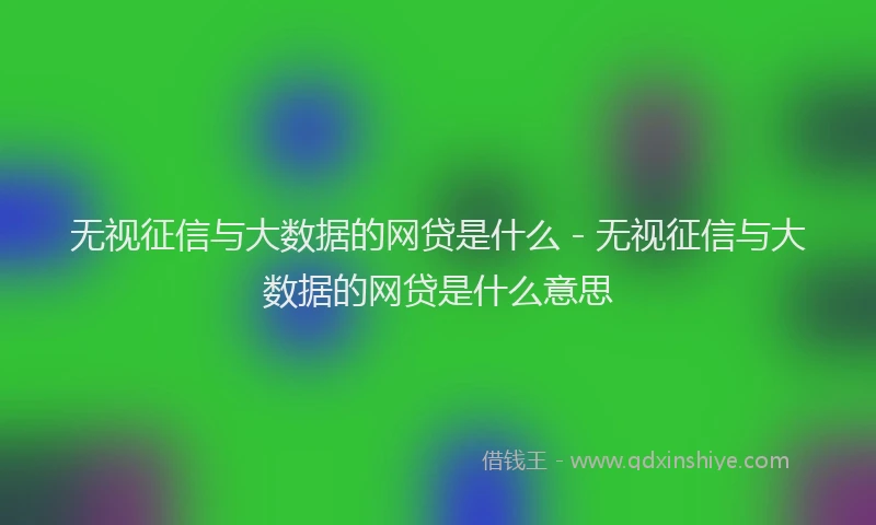 无视征信与大数据的网贷是什么 - 无视征信与大数据的网贷是什么意思