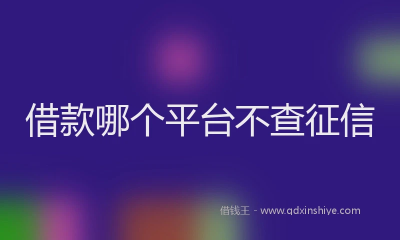 借款哪个平台不查征信