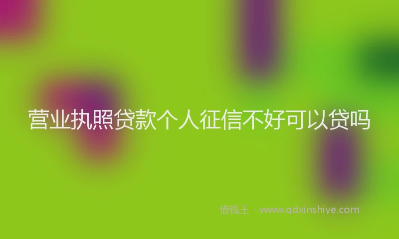营业执照贷款个人征信不好可以贷吗