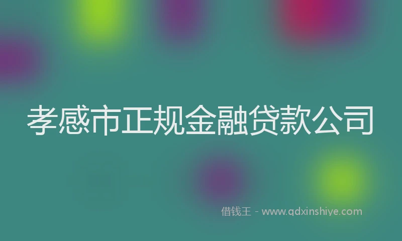 孝感市正规金融贷款公司